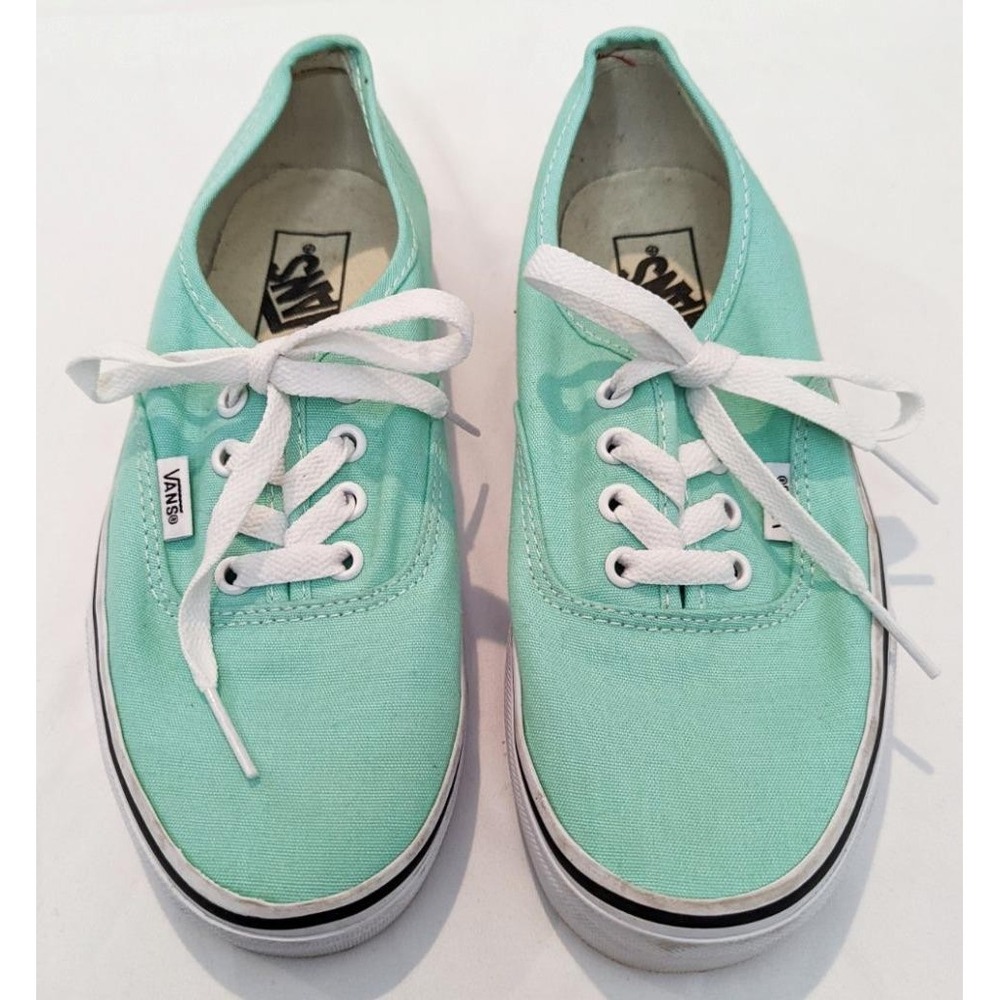 EUC Vans Womens Size 7 Mint Green Lace UP Casual Sneakers Shoes
